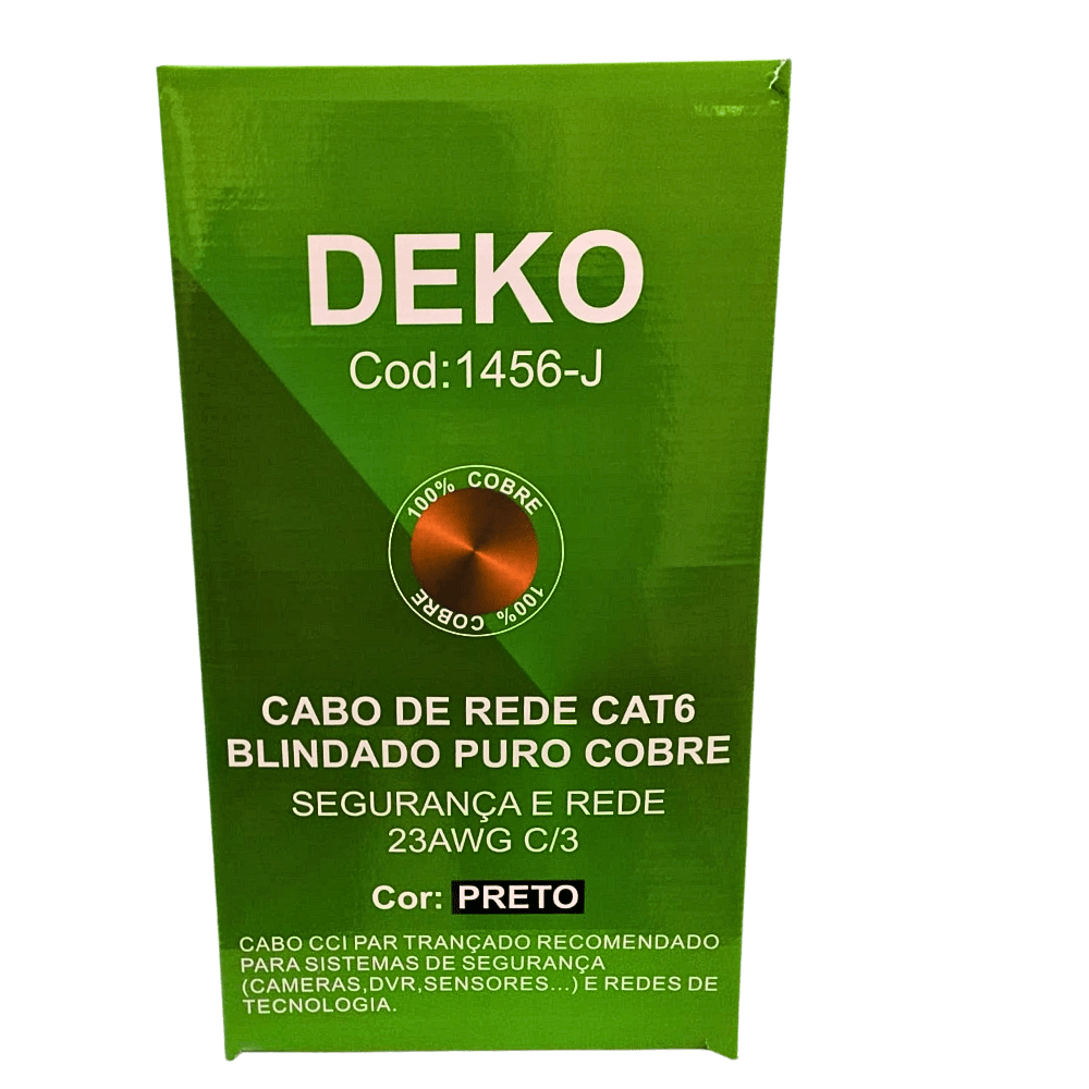 Cabo de Rede CAT6 Blindado STP  Preto -DEKO