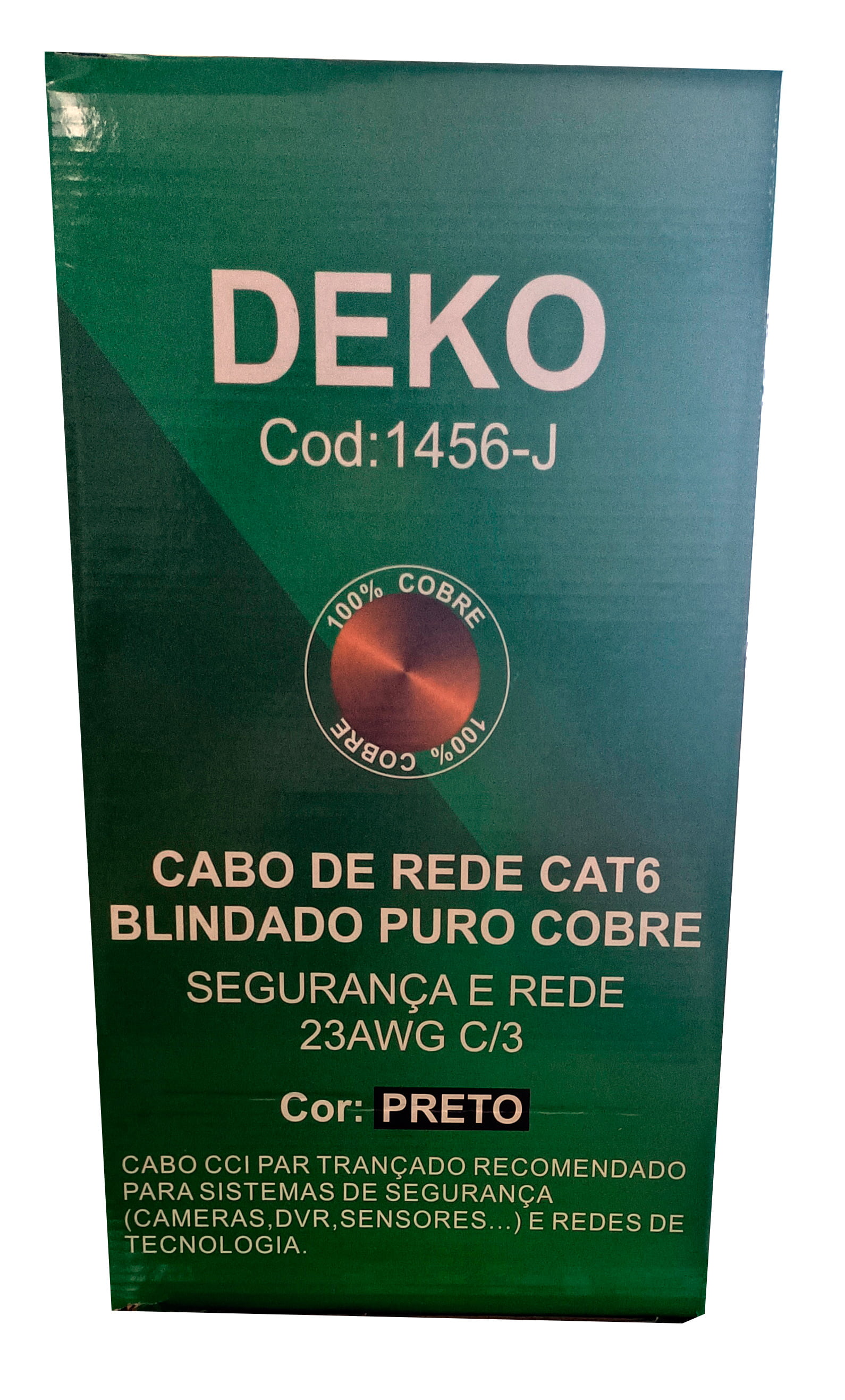 Cabo de Rede CAT6 Blindado STP  Preto -DEKO