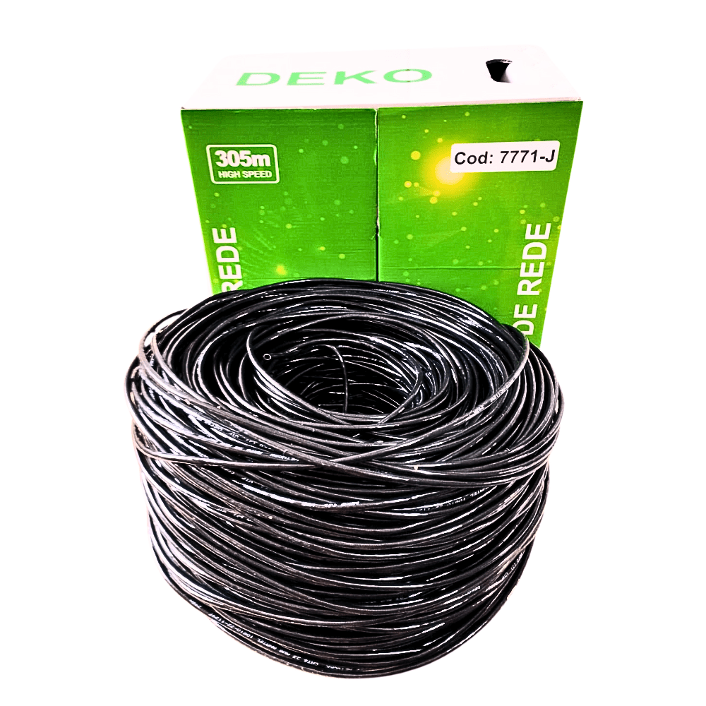 Cabo de Rede CAT6 UTP 23AWG Preto 100% COBRE LIFE DATA 