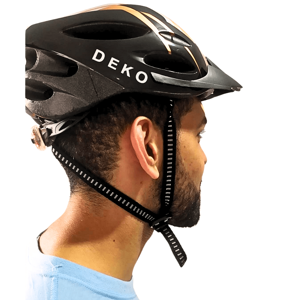 Capacete de Bicicleta com Sinalizador Deko - Preto/Dourado