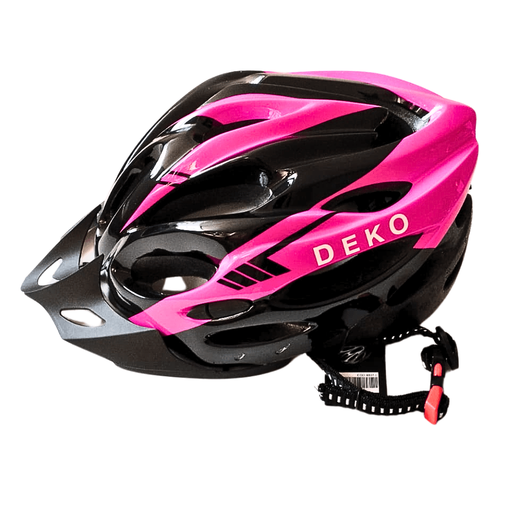 Capacete de Bicicleta com Sinalizador Deko - Preto/Rosa