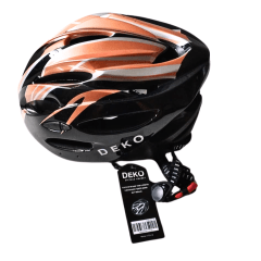Capacete de Bicicleta com Sinalizador Deko - Preto/Dourado