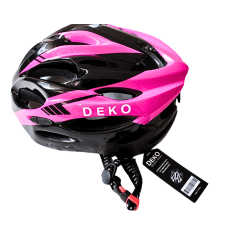 Capacete de Bicicleta com Sinalizador Deko - Preto/Rosa