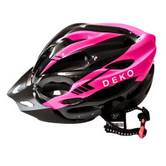 Capacete de Bicicleta com Sinalizador Deko - Preto/Rosa