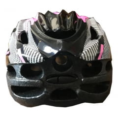 Capacete de Bicicleta com Sinalizador Deko - Preto/Rosa