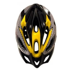 Capacete de Bicicleta com Sinalizador Deko - Preto/Amarelo 